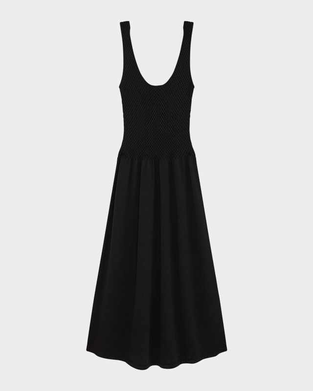Textured Drop-Waist Midi Dress